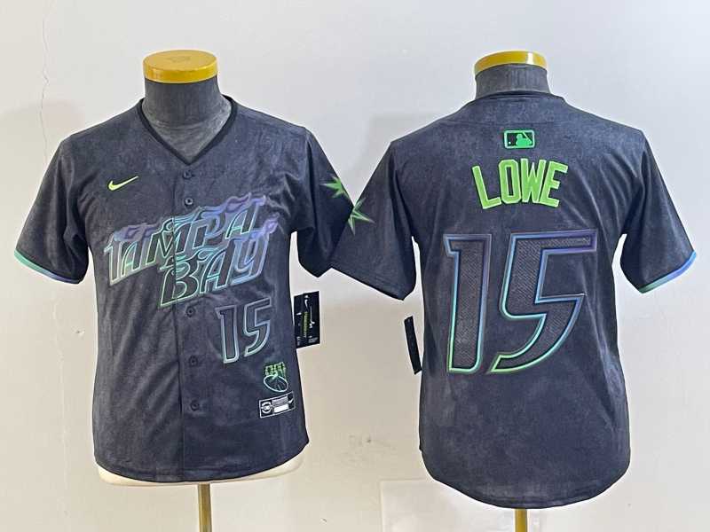 Women%27s Tampa Bay Rays #15 Josh Lowe Number Charcoal 2024 City Connect Limited Stitched Jersey